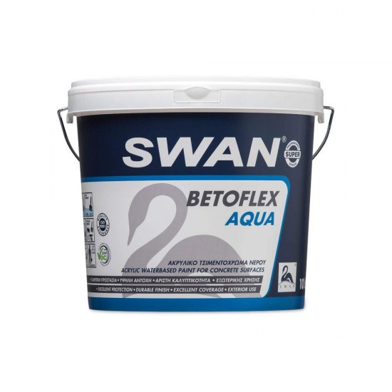 Ακρυλικό Τσιμεντόχρωμα Νερού Swan Betoflex Aqua Εξωτερικής Χρήσης Λευκό 10Lt
