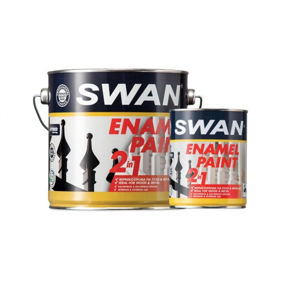Βερνικόχρωμα Διαλύτου Swan για Ξύλα και Μέταλλα Μαύρο Γυαλιστερό 2.5Lt