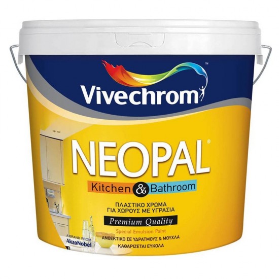 Πλαστικό Χρώμα Vivechrom Neopal Kitchen & Bathroom Eco Εσωτερικής Χρήσης Αντιμουχλικό Οικολογικό Λευκό 3Lt