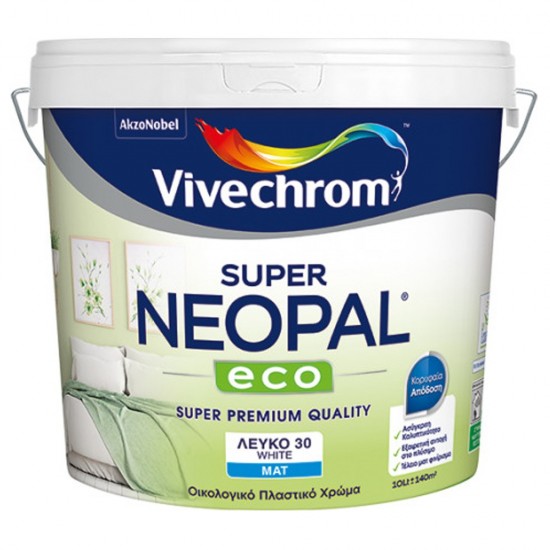 Πλαστικό Χρώμα Vivechrom Super Neopal Eco Εσωτερικής Χρήσης Οικολογικό Λευκό 10Lt