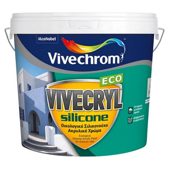 Ακρυλικό Σιλικονούχο Χρώμα Vivechrom Vivecryl Silicone Eco Εξωτερικής Χρήσης Οικολογικό Λευκό 10Lt