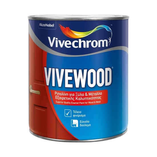 Ριπολίνη Διαλύτου Vivechrom Vivewood Λευκό Γυαλιστερό 2.5Lt